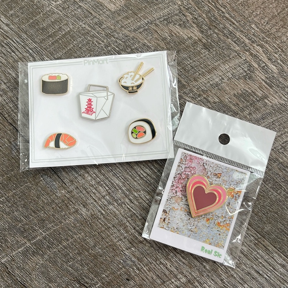 Sushi and Heart Enamel Pins